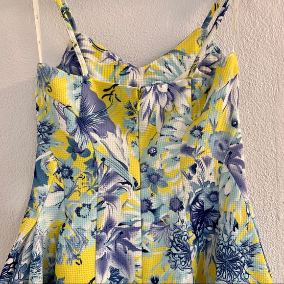 J.O.A Blue & Yellow Floral Fit & Flare Dress - Picture 5 of 6